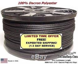 1000' 3/16 100% Dacron Polyester Antenna Support Rope, Dipole Inverted V L Wire
