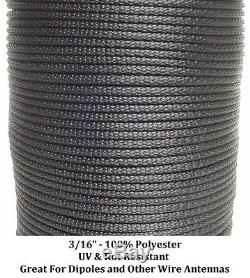 1000' 3/16 100% Dacron Polyester Antenna Support Rope, Dipole Inverted V L Wire