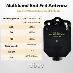 150W End Fed Half Wave Antenna for Ham Radio 8 Band 10m 12m 15m 17m 20m 30m 4