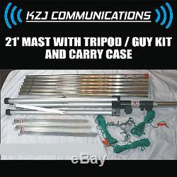 21' Foot Mast With Tripod Guy Kit And Carry Case Ham Amateur Radio Antenna Cb