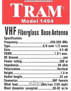 220 MHz 1.25 CM VHF BASE STATION REPEATER ANTENNA 4.5 DB GAIN FREE SHIPPING
