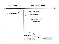 40-6M Micro-Windom OCF Multi-Band HF Ham Radio Antenna Complete