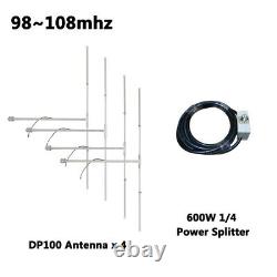 4-Bay High Gain FM Dipole Antenna with 300W 1/4 Power Splitter Kit 98108mhz