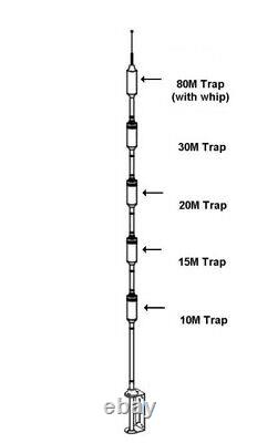 6BTV Hustler 6-Band Vertical HF Antenna 10 15 20 30 40 80 m for Ham Radio 6-BTV