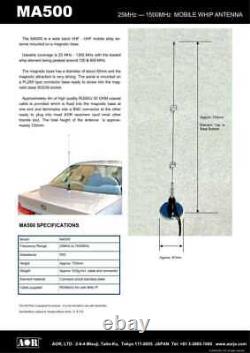 AOR MA500 Mobile Whip Antenna 25MHz-2GHz Receive Only L29.5 inches new JAPAN