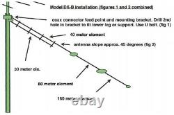 Alpha Delta DX-B Single Wire 1/4 Wave Sloper Antenna for 160, 80, 40, 30 meters