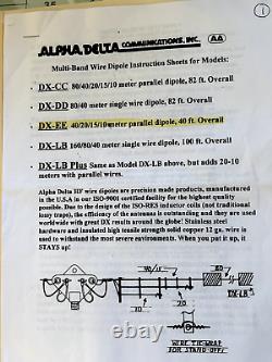 Alpha Delta DX-EE Antenna 40-20-15-10 Meters