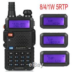 Baofeng UV-5RTP V/UHF 1/4/8W FM Ham Two-Way Radio + Extra Antenna + Car Charger