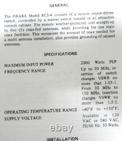 Drake RCS-4 2000W Ham Radio Antenna Remote Motor-Driven Coax Switch RCS4