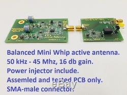 Fully balanced mini whip antenna VLF, LW, SW for RTL SDR, Degen, Tecsun, Sony