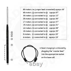 GRA-1899T Multiband HF Vertical Antenna (80m-6m) 3.5-50MHz Handheld Portable