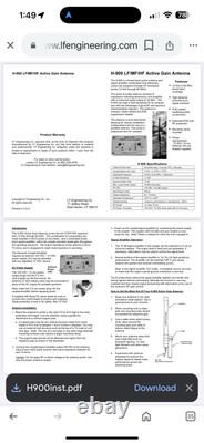 Ham Radio LF Engineering Model H 900 LF MF HF ACTIVE GAIN ANTENNA BOX NO OTHER P