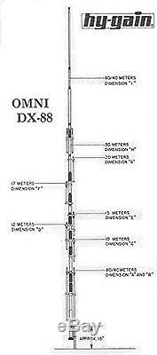 Hy-Gain DX-88 10/12/15/17/20/30/40/80 Meter HF Vertical Antenna FREE STD SH