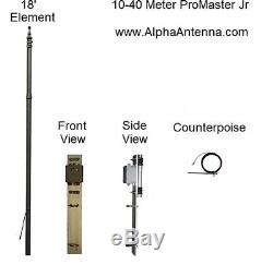 Indestructible 6-40 meter ProMaster Jr base vertical HF antenna