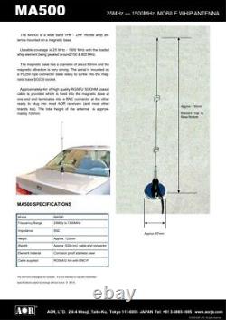 MA500 Mobile Whip Antenna AOR 25MHz~1300MHz Receive (Cable 4m) New