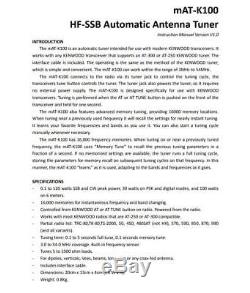 MAT-K100 HF-SSB Automatic Antenna Tuner Auto Tuner Ham Radio 120W For Kenwood