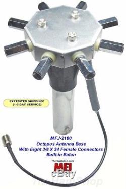 MFJ-2100 HF Octopus Antenna Base With Eight 3/8-24 Connectors for Ham Sticks