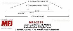 MFJ-2275, 75 Meter Mini-Dipole Includes MFJ-347 & 2 MFJ-1675T Hamstick Antennas