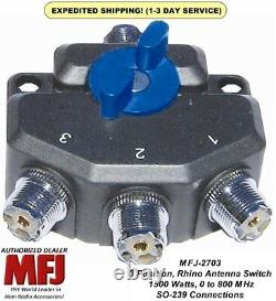 MFJ-2703, 3 Position Antenna Switch, DC- 800MHz, 1.5 KW Gold Plated Contacts