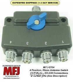 MFJ-2704, 4 Position Antenna Switch, DC- 900 MHz, 1.5 KW Gold Plated Contacts