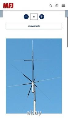 MFJ 8 Band Compact Vertical Antenna HF/VHF/UHF 2M thru 80m Black READ