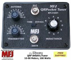 MFJ-9201 QRP Pocket Antenna Tuner 10-80 Meters Handles 100 Watts, BNC Connectors