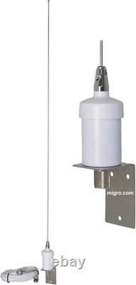 Migro Omni Marine Antenna VHF 140-170 MHz Gain 6 dBi SS Whip w 12ft Coax, Mount