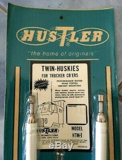 NEW Vintage Hustler Dual Whip Antennas CB Ham Radio Truck 51 Twin Huskies HTM-1