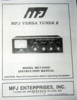 Nice MFJ-949D DELUXE VERSA TUNER II Ham Radio Antenna Tuner HF CB SW WARC