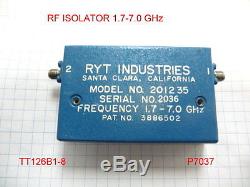 RF ISOLATOR RYT INDUSTRIES 201235 1.7-7.0 Ghz SMA F TO SMA F