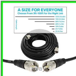 RG8X Coaxial Cable 50 ft with PL259 Connectors for