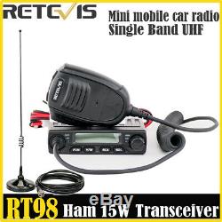 UHF Amateur Mobile Car Radio Ham Retevis RT98 Transceiver 15W 199CH WithAntenna