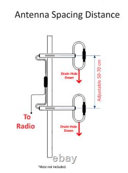 VHF wide band antenna, 2-element dipole array 136-174 MHz Repeater High Gain
