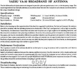 YAESU BL-5082 / YA-30 Antenna 2-30 MHz 150W P. E. P